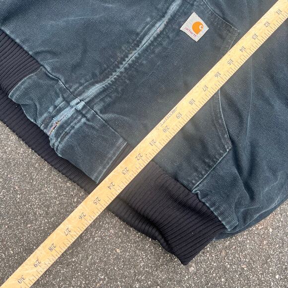 Carhartt J140 Black Duck Jacket Large Quilted Flannel Lined Workwear Zip Quilt - Picture 7 of 7